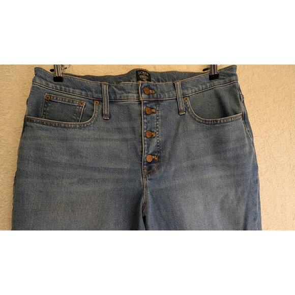 NWT J.CREW Essential‎ Straight Button Fly High Waist Raw Hems Jeans Size 32 - Picture 2 of 9